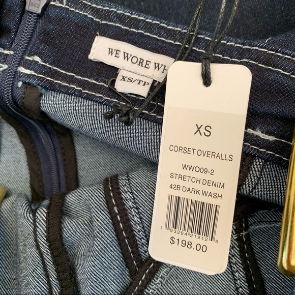 New WeWoreWhat x Revolve Corset Denim Overalls NWT XS - Picture 8 of 9